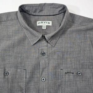 Orvis Classic Collection Men's XXL Grey Textured Short Sleeve Button-up Shirt